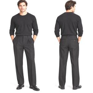 Zara Aaron Levine 100% Wool Pleated Dress Pants 32 Dark Gray Charcoal Trousers